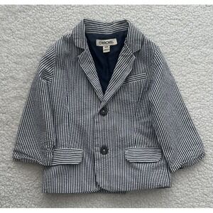 Baby Boys Seersucker Blazer Blue & White Jacket Classic Toddler Boy 18m